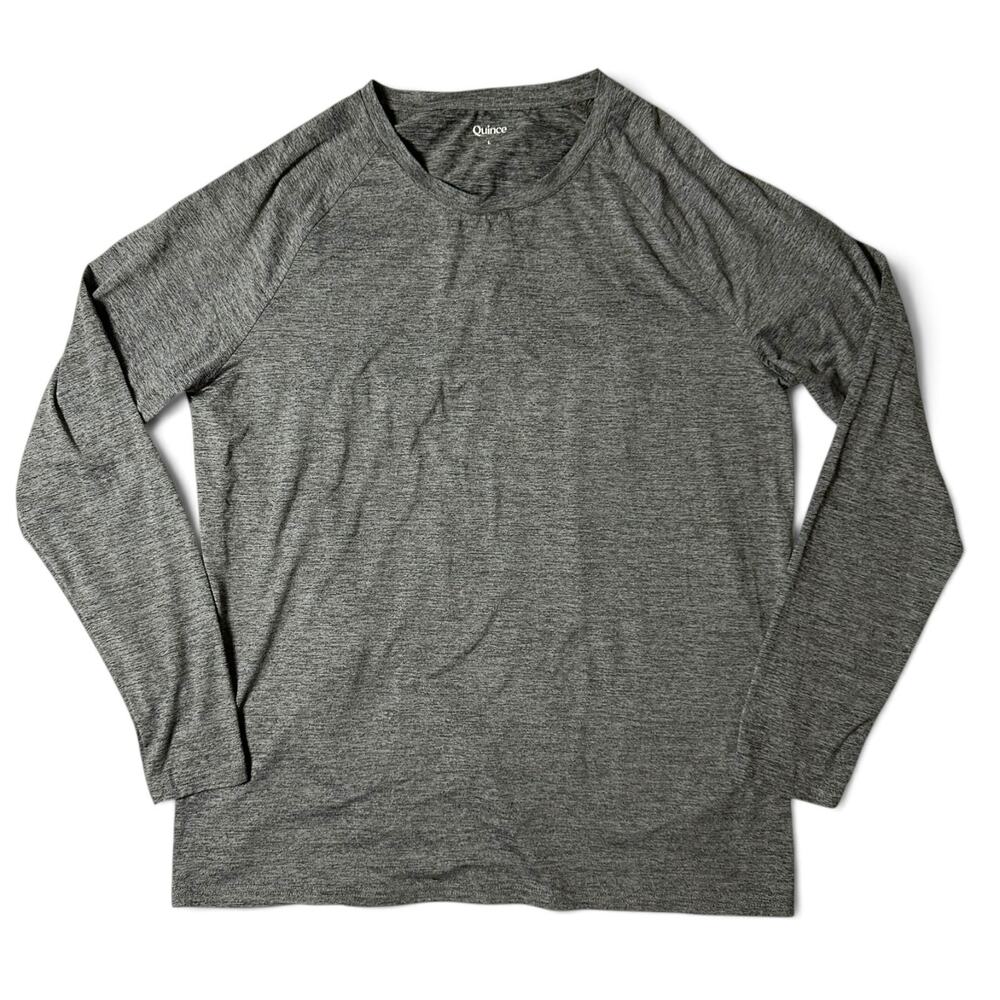 Quince Flowknit Breeze Performance Long Sleeve Tee Mens Size L Gray Heather NWOT